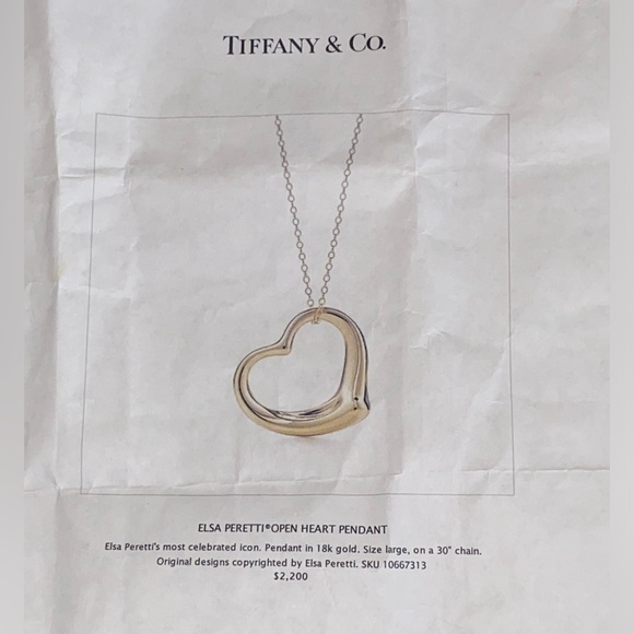 Tiffany 18k Gold Elsa Peretti XL Open Heart Necklace - Picture 9 of 12